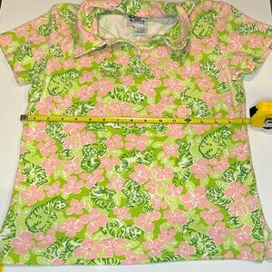 VGUC Vintage RARE Lilly Pulitzer Women's Polo Tiger Hibiscus  S M